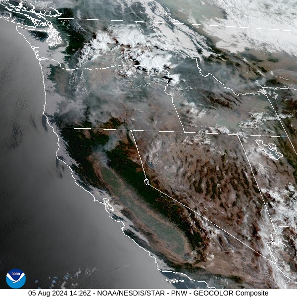 Monday morning’s satellite shows a disturbance moving across the Northern Rockies and Pacific Northwest. Widespread fog can be seen over the northern half of the state, where heavy rain fell over the weekend.